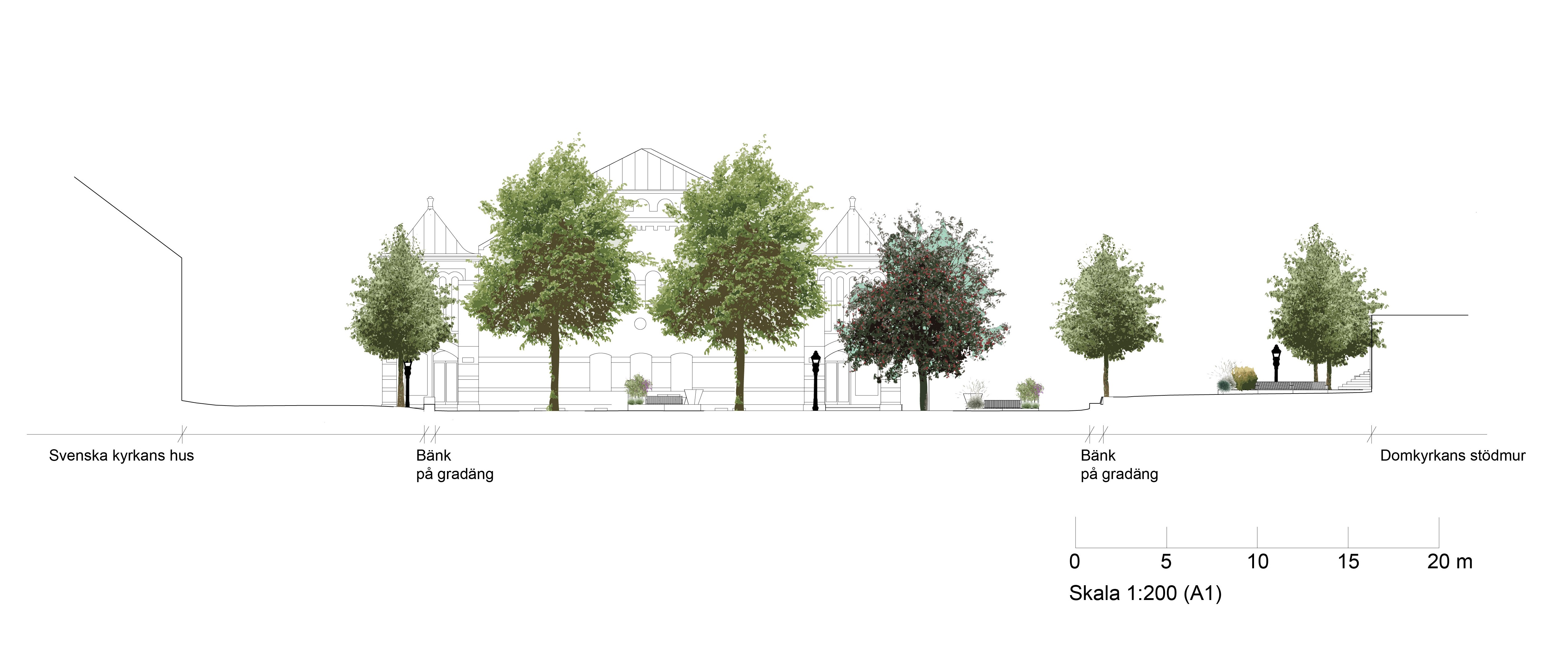 Sektion med vy över torget.